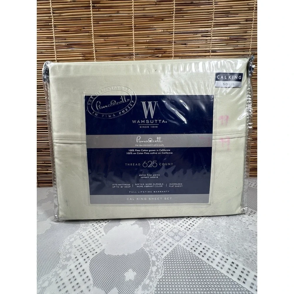 WAMSUTTA 625 Thread Pima Cott CAL KING Sheet Set SOLID LIGHT GREEN , NEW